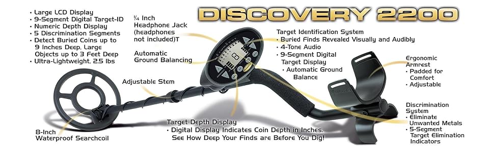 Bounty Hunter Discovery 2200 Metal Detector with Waterproof 8" Coil - Image 5