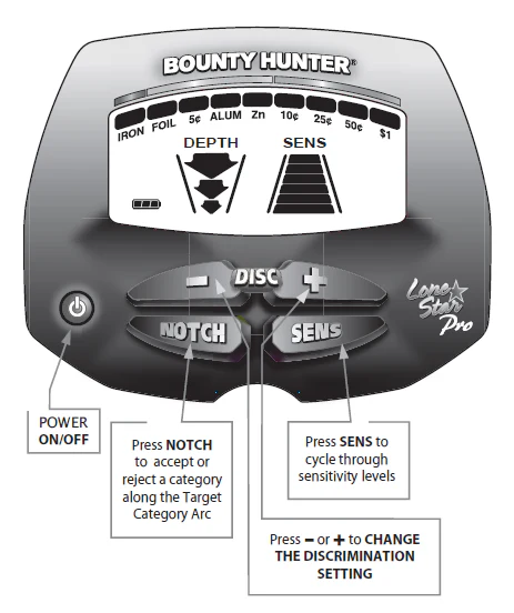 Bounty Hunter Lone Star Pro Metal Detector with 8" waterproof search coil - Image 3