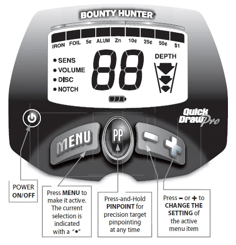 Bounty Hunter Quick Draw Pro Metal Detector with 10" Waterproof Elliptical Search Coil - Image 5