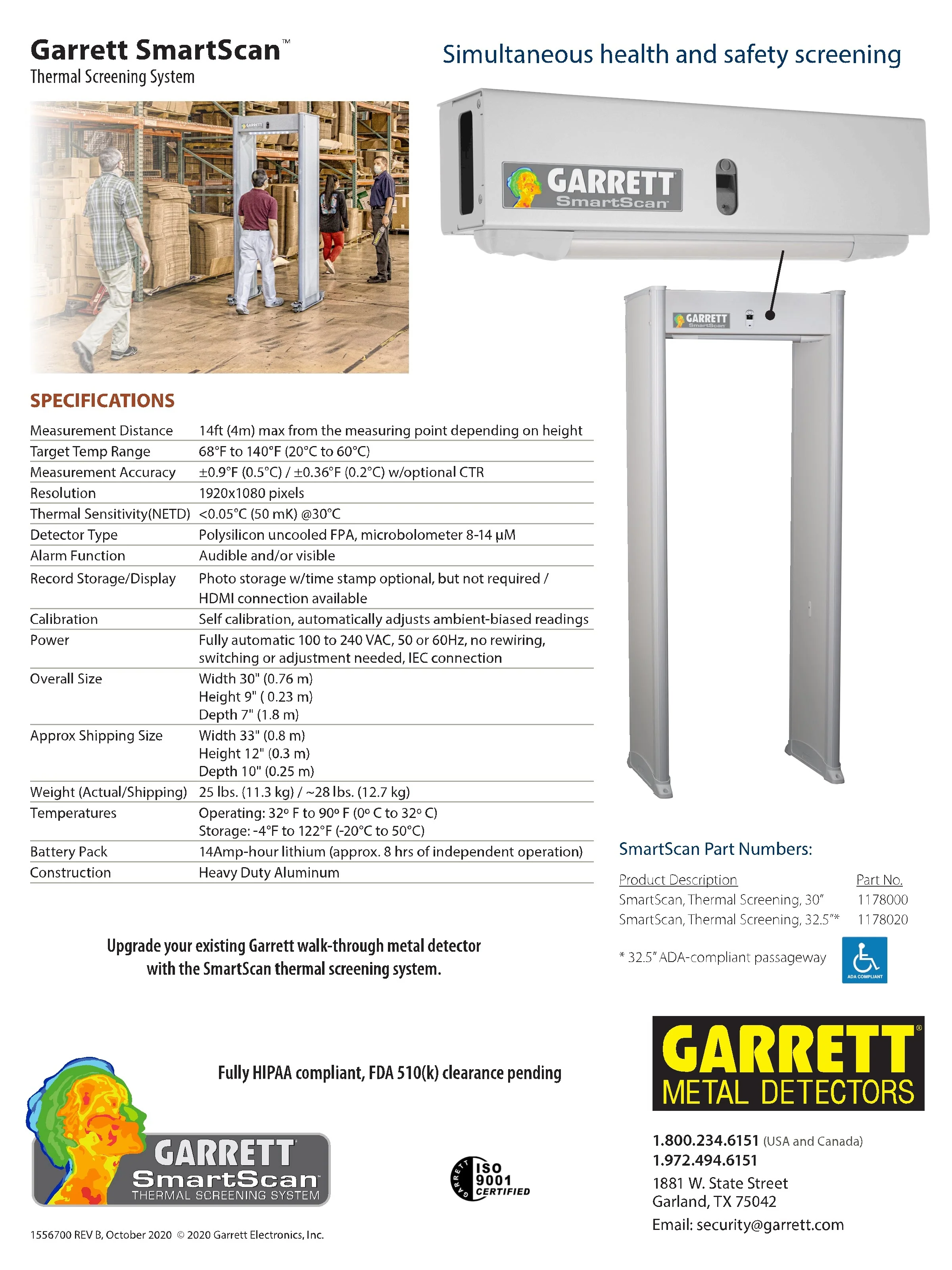 Garrett SmartScan 32.5" ADA Compliant Thermal Screening Add-On for PD 6500i and Multi Zone - Image 3