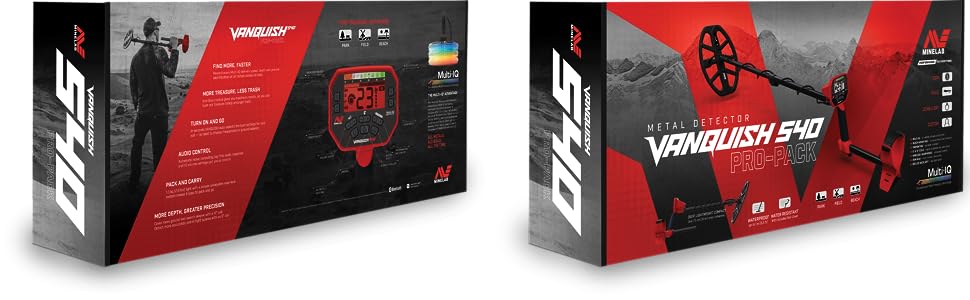 Minelab Vanquish 540 Multi-Frequency Pinpointing Metal Detector PRO PACK with Iron Bias & V12 12"x9" Double-D Waterproof Coil - Image 6