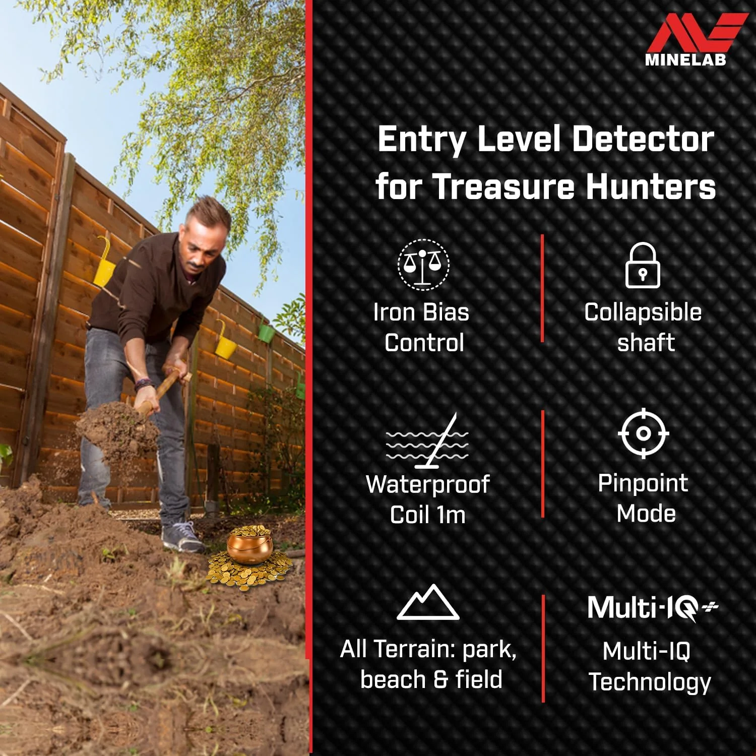 Minelab Vanquish 540 Multi-Frequency Pinpointing Metal Detector with Iron Bias & V12 12"x9" Double-D Waterproof Coil - Image 8