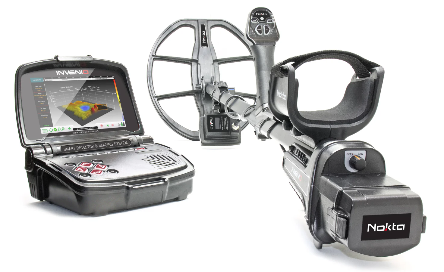 Nokta Makro Invenio Pro Pack Smart Metal Detector and 3D Imaging System with 22 x 19" + 15.5 x 14" + 11 x 7" Waterproof Coils - Image 4